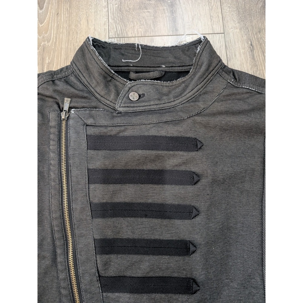 Rocawear Denim Company 2XL Black Moto-Style Jacket Asym Zip Streetwear Hip... - Picture 12 of 16